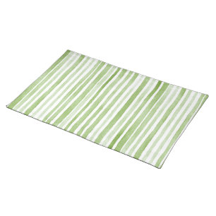 Green White Stripes Cloth Placemat
