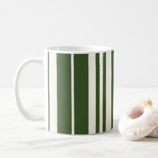 Green White Stripes Coastal Seaside