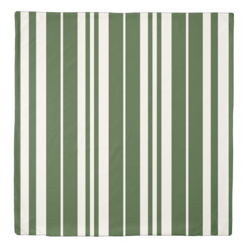 Green White Stripes Coastal Seaside Duvet Cover