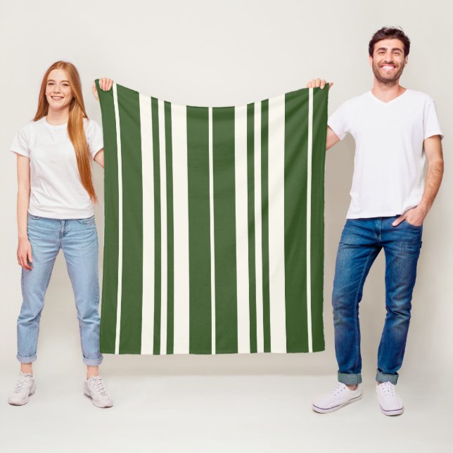 Green White Stripes  Fleece Blanket (In Situ)