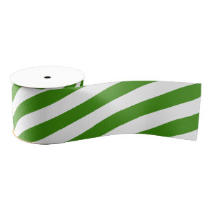Green & White Stripes Grosgrain Ribbon