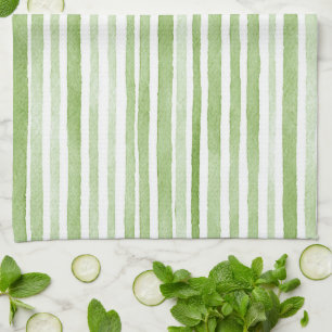 Green White Stripes Kitchen Towel