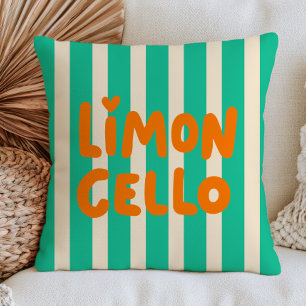 Green& White Stripes LimonCello Modern Summer  Throw Pillow