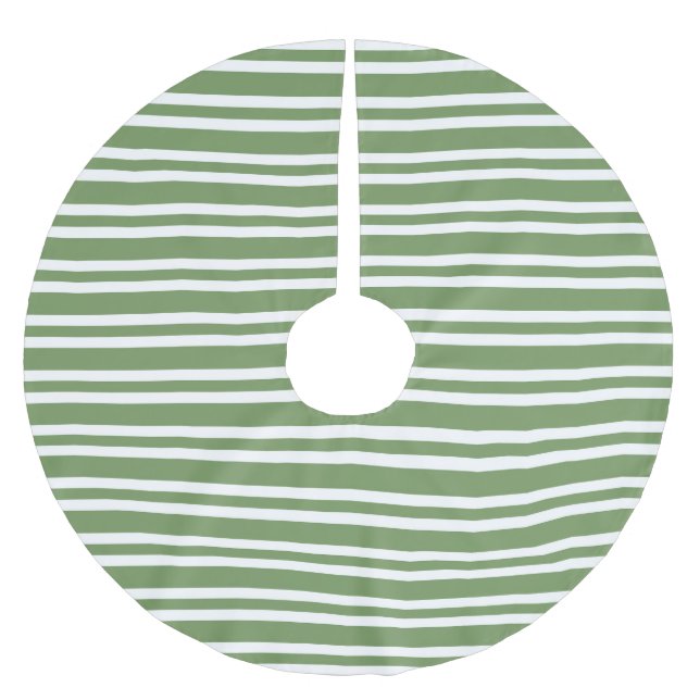 Green White Stripes Pattern Brushed Polyester Tree Skirt (Front)