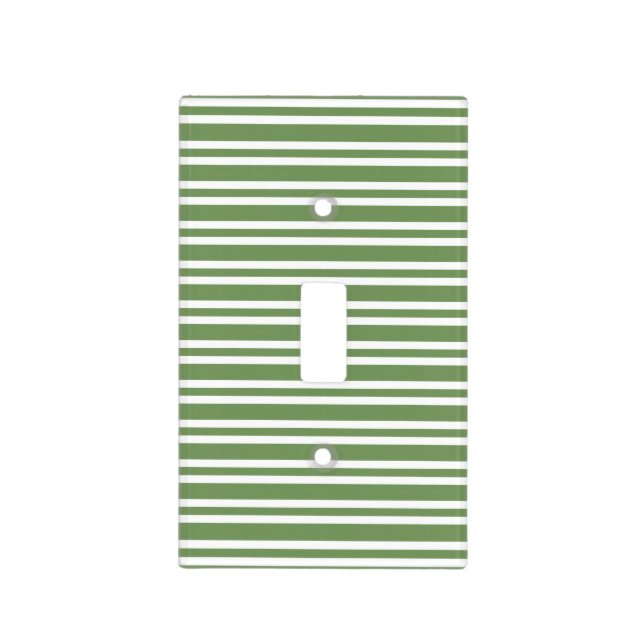 Green White Stripes Pattern Light Switch Cover (Front)