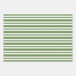 Green White Stripes Pattern Wrapping Paper Sheets
