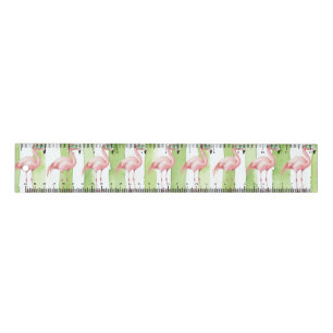 Green White Stripes Pink Flamingo Beach  Ruler