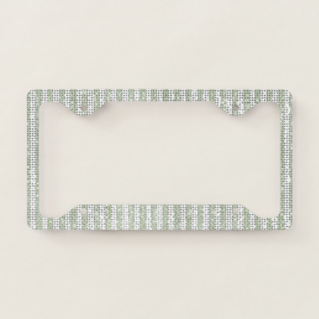 Green White Stripes Sparkle License Plate Frame (Front)
