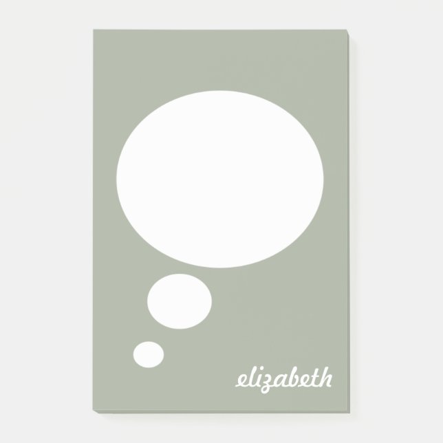 Green & White Talk Bubble Personalized Name Post-it Notes (Front)