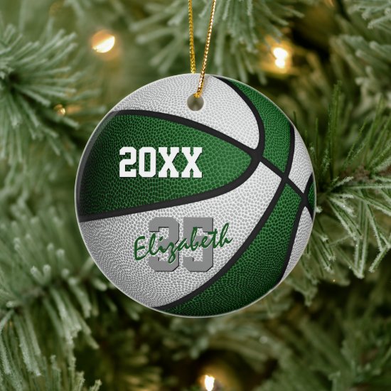 green white team colors basketball memento ceramic ornament