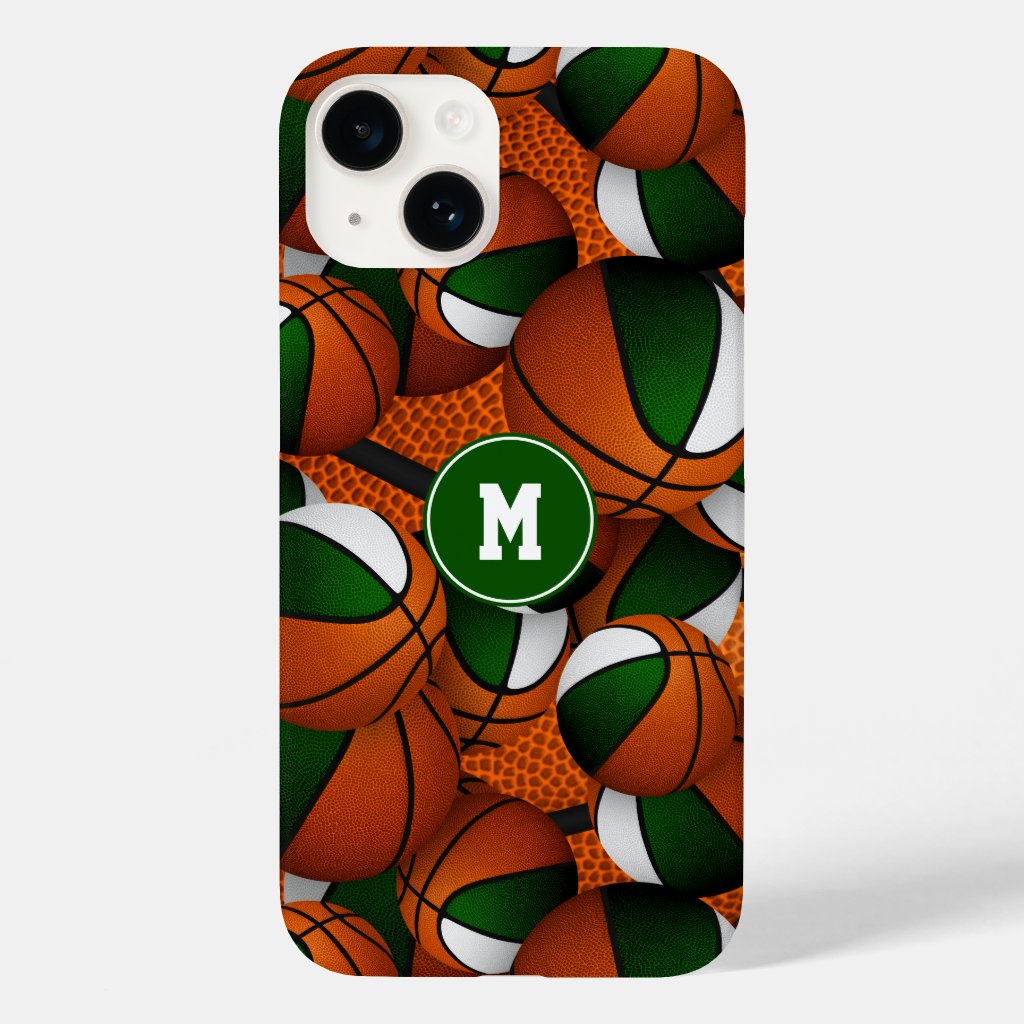 Green white team colors basketball sports pattern iPhone case