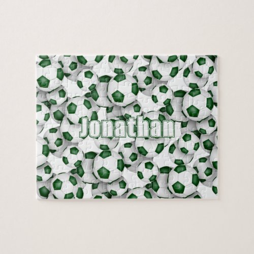 green white team colors boys girls soccer jigsaw puzzle