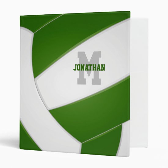 green white team colors boys girls volleyball 3 ring binder