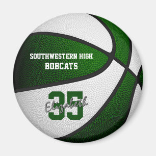 green white team colors girls boys basketball magnet