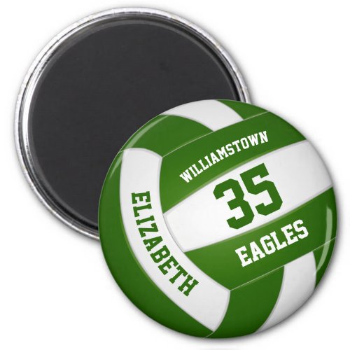 green white team colors girls boys volleyball magnet