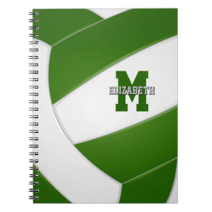 green white team colors girls boys volleyball notebook
