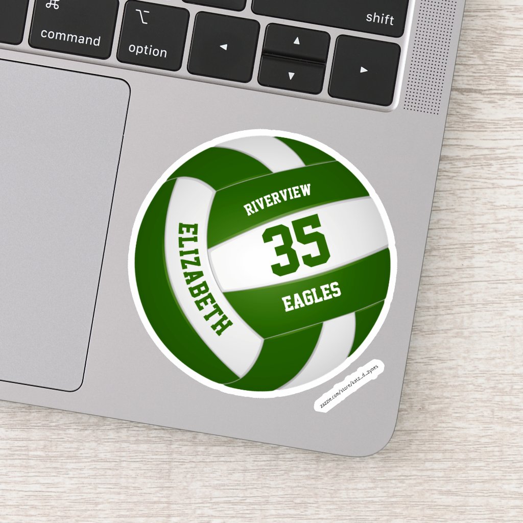 green white team colors girls boys volleyball sticker
