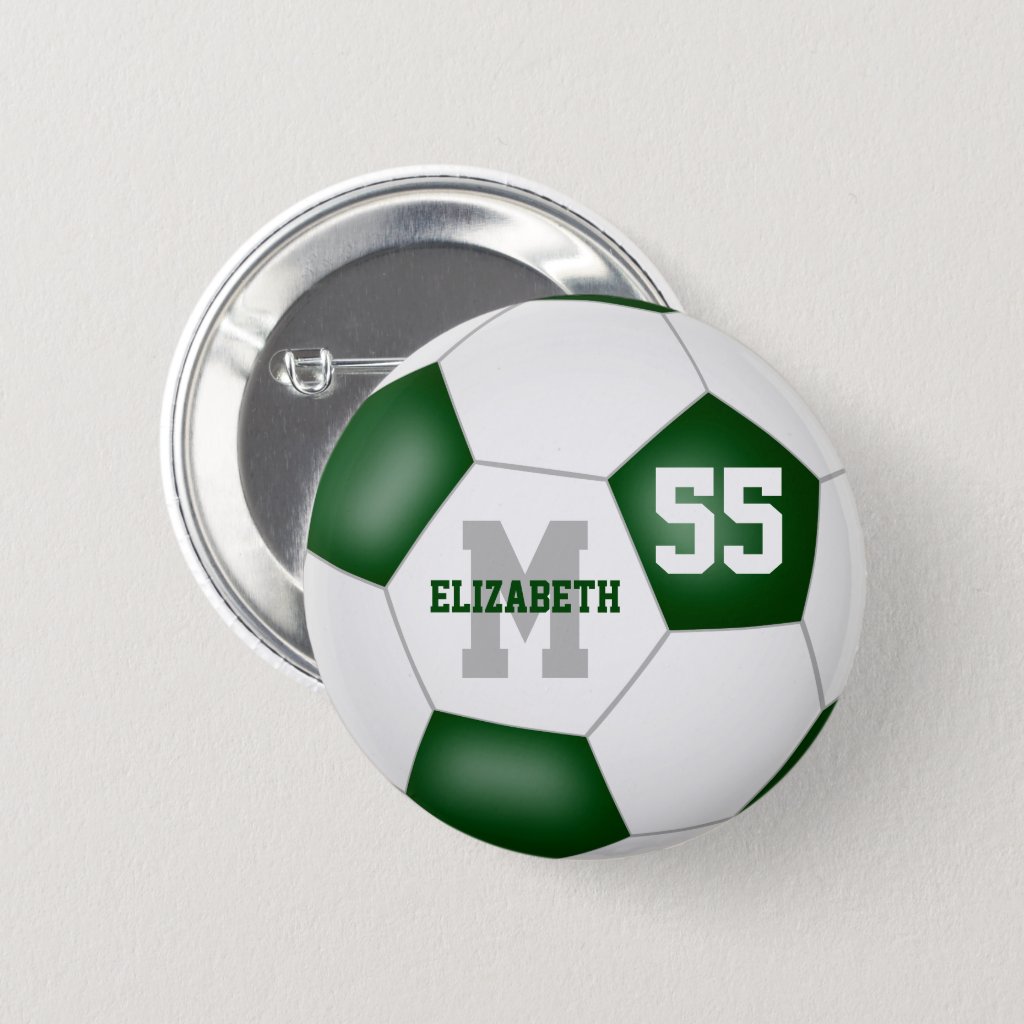 green white team colors girls soccer personalized button