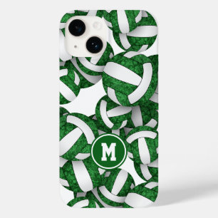 Green white team colors girly volleyballs Case-Mate iPhone 14 case