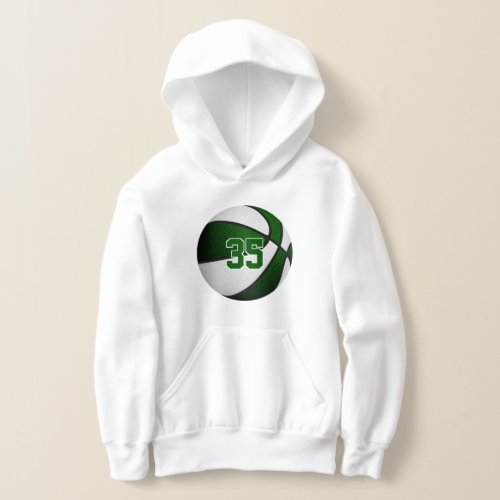 green white team colors jersey number basketball hoodie