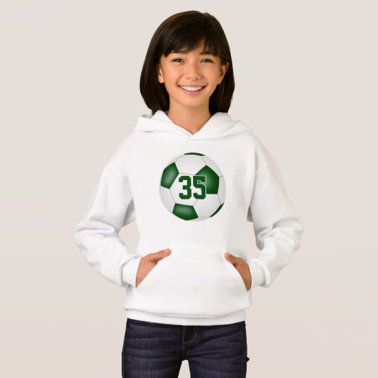 green white team colors jersey number soccer hoodie