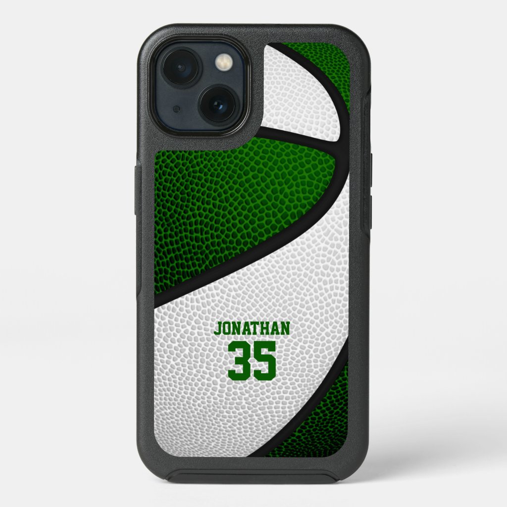 green white team colors personalized basketball OtterBox iPhone case