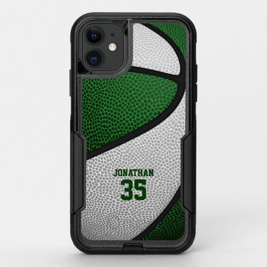 green white team colors personalized basketball OtterBox commuter iPhone 11 case