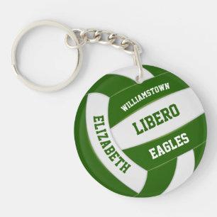 green white team colors personalized volleyball keychain