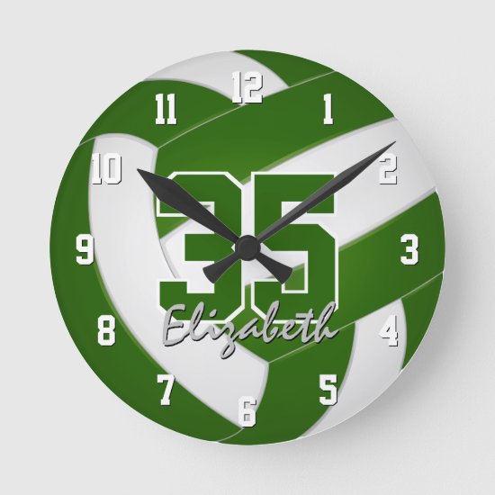 green white team colors players name volleyball round clock