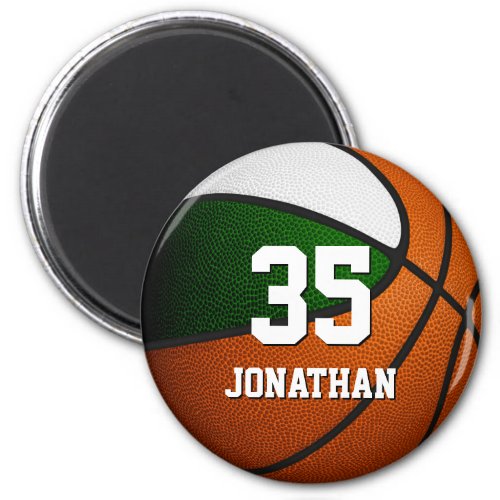 green white team colors realistic basketball magnet