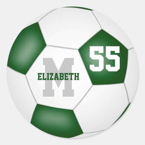 green white team colors soccer ball personalized classic round sticker
