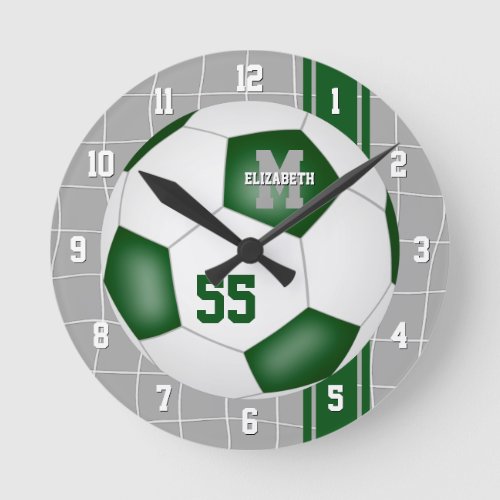 green white team colors varsity stripes soccer round clock