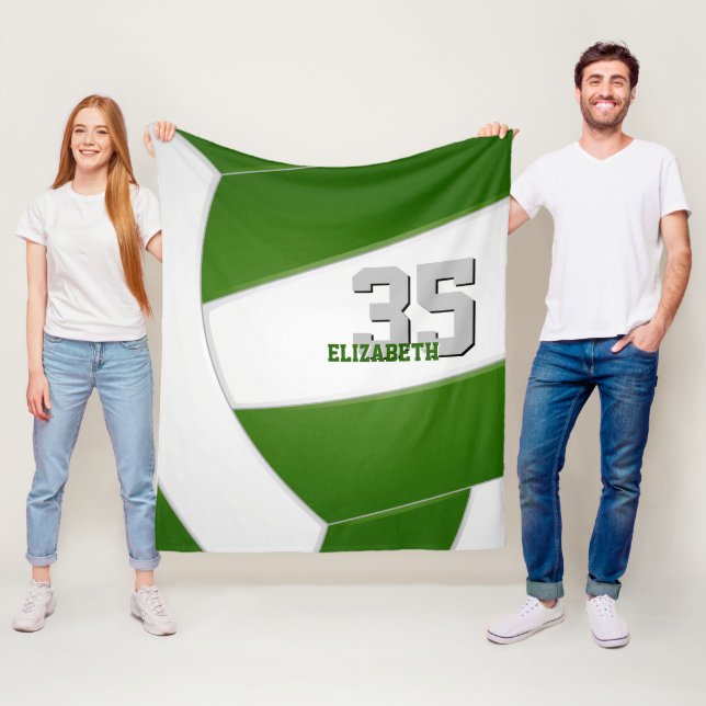 green white team colors volleyball athlete name fleece blanket (In Situ)