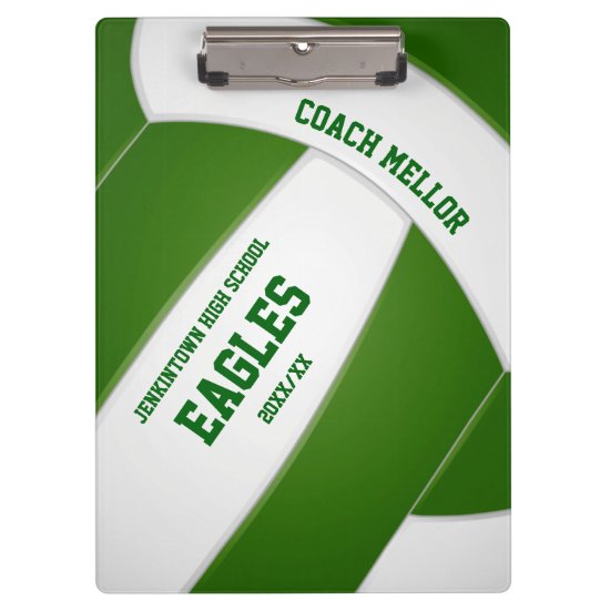green white team colors volleyball coach clipboard