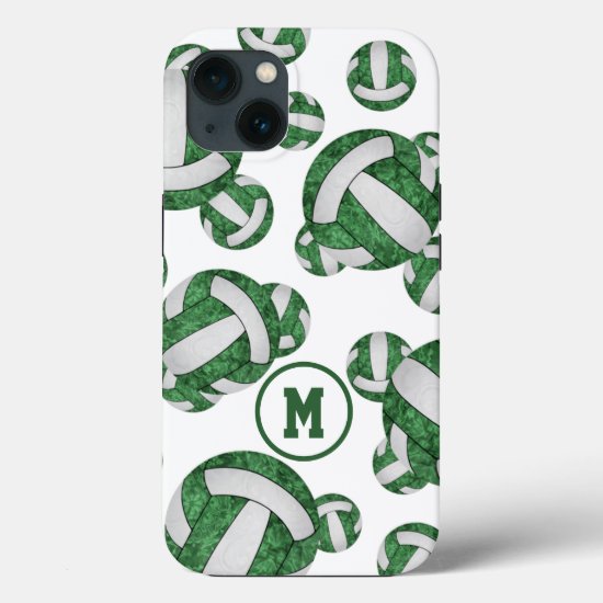 Green white team colors volleyball player gifts iPhone 13 case