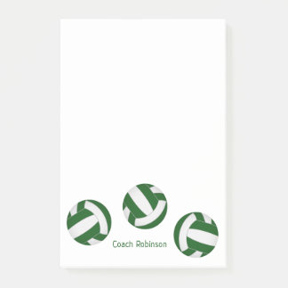 green white team colors volleyballs w coach name post-it notes