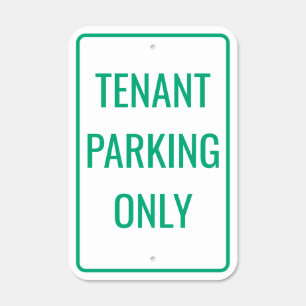 Green + White Tenant Parking Only Sign, Parking Metal Sign
