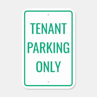 Green + White Tenant Parking Only Sign, Parking Metal Sign