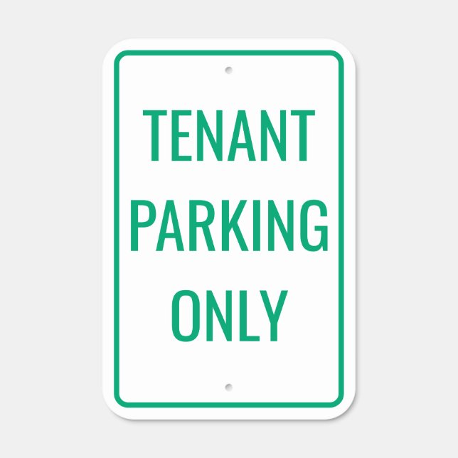 Green + White Tenant Parking Only Sign, Parking  Metal Sign (Front)