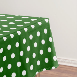 Green white tiled pattern polka dot tablecloth