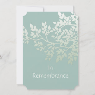 Green White Tree Leaves Custom Memorial Invite