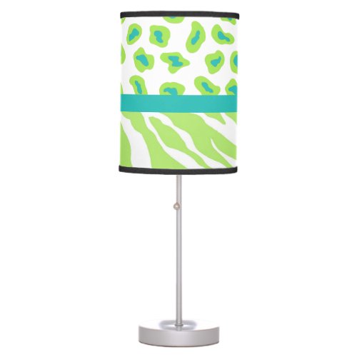 Green White Turquoise Leopard Zebra Skin Decorativ Table Lamp