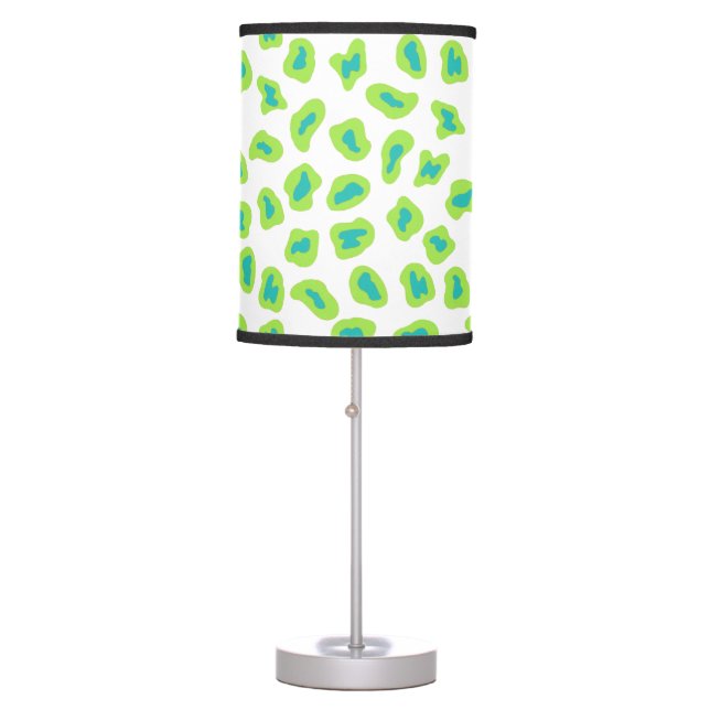 Green White Turquosie Leopard Spot Decorative Table Lamp (Front)