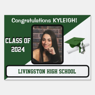 Green & White Two-Sided Graduation Lawn Sign
