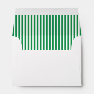 Green White Vertical Stripe Lined Envelope