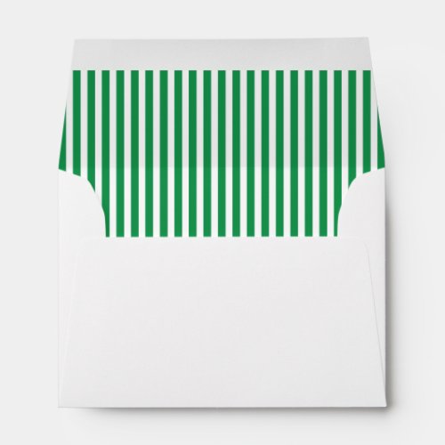 Green White Vertical Stripe Lined Envelope
