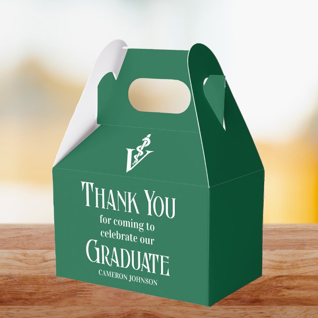 Green White Veterinary School Graduation Party Favor Boxes (Creator Uploaded)