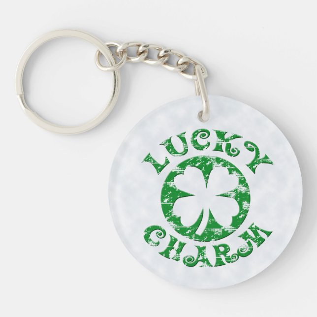 Green/White Vintage Lucky Charm Keychain (Front)