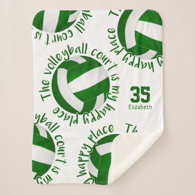 green white volleyball court happy place sherpa blanket (Front)
