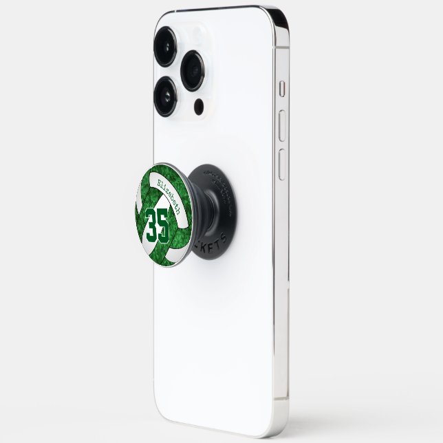 green white volleyball custom girly team colors PopSocket (Open)